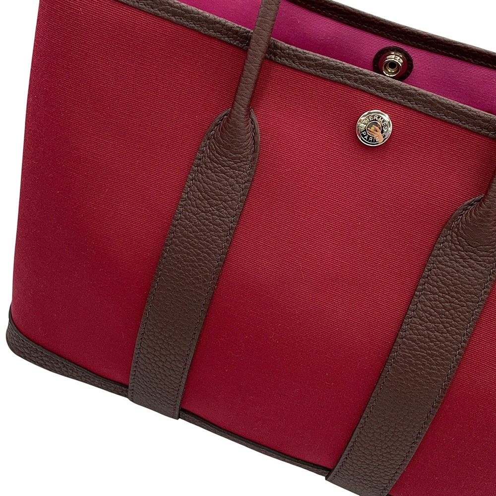 Hermes Garden Party TPM Verso Ruby Rouge Sellier Rose Bubblegum Silver Toile — view 8