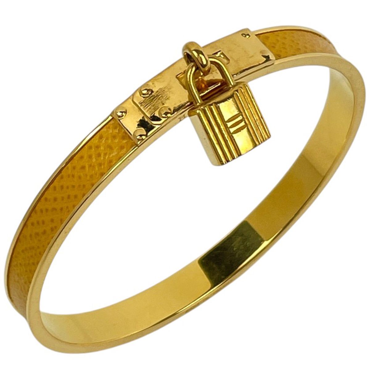 Hermes Bangle Kelly Leather Yellow Gold Bracelet
