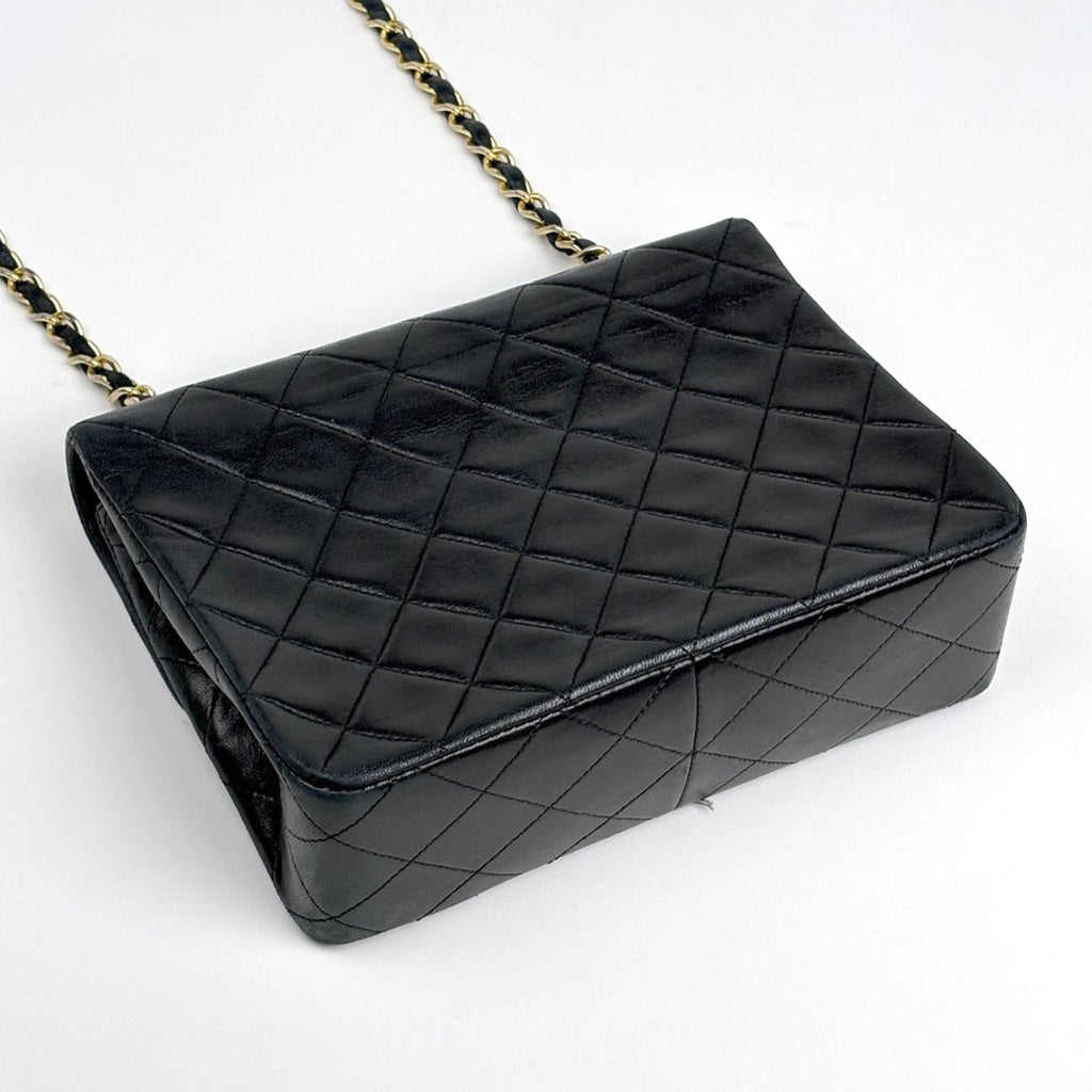 Chanel Shoulder Bag Quilted Single Flap CC Logo Leather Black — view 2