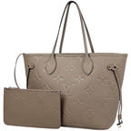 Louis Vuitton Neverfull MM Tote Shoulder Bag Monogram Empreinte Tourterelle