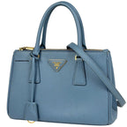 Prada Handbag Galleria Medium 2-Way Saffiano Leather Light Blue