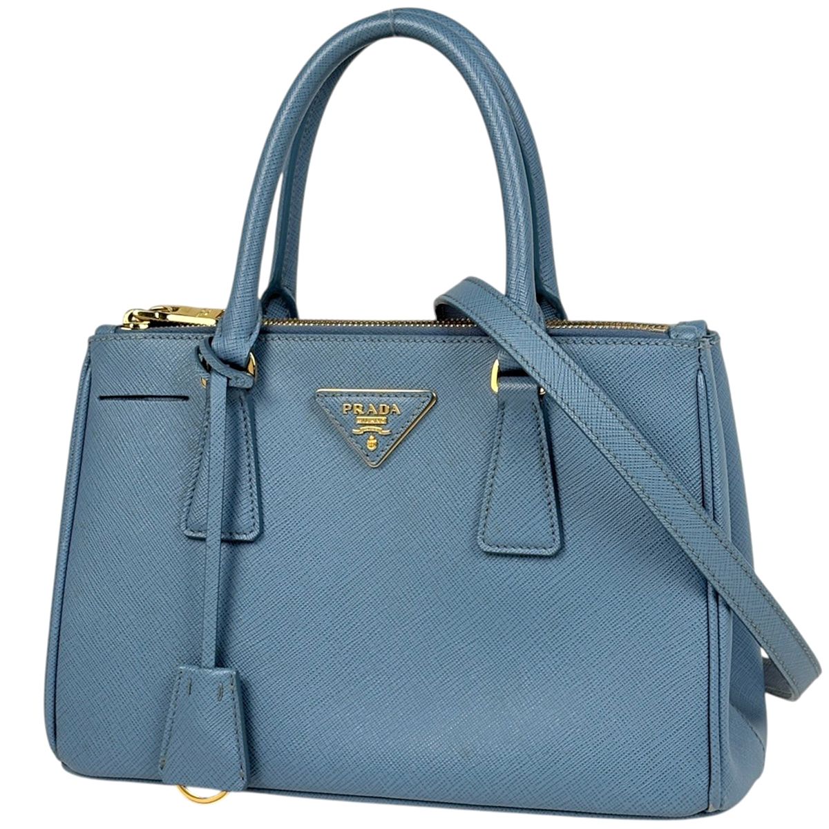 Prada Handbag Galleria Medium 2-Way Saffiano Leather Light Blue