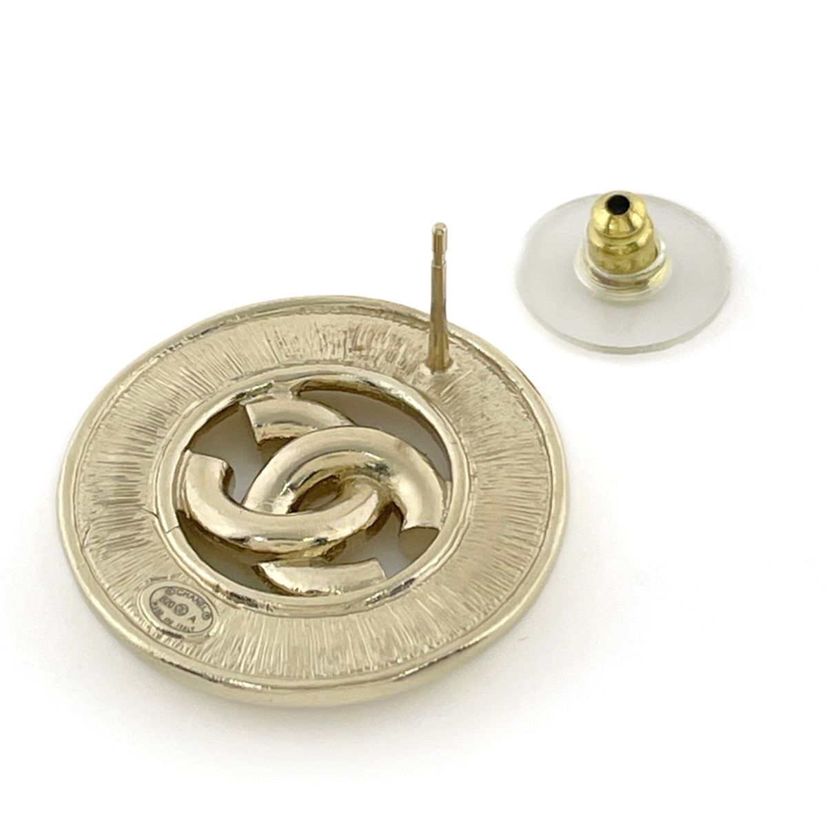 Chanel Earrings CC Logo Faux Pearl Rhinestone Gold — view 3