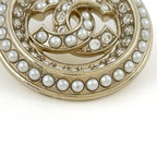 Chanel Earrings CC Logo Faux Pearl Rhinestone Gold — view 5