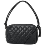 Chanel Handbag Cambon Line CC Logo Leather Black