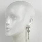 Chanel Earrings CC Logo Swing Faux Pearl Silver Plated — view 5