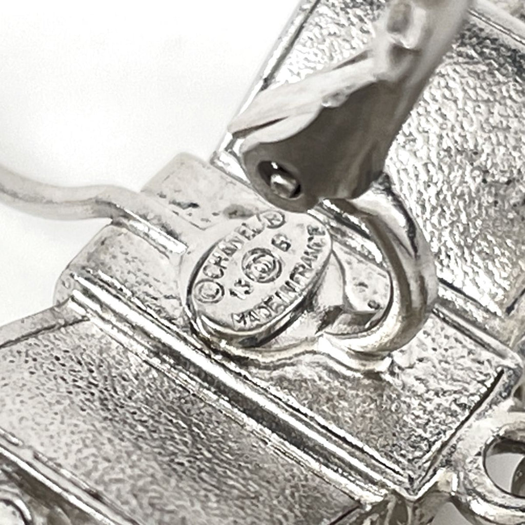 Chanel Earrings CC Logo Swing Faux Pearl Silver Plated — view 4