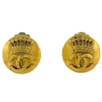 Chanel Earrings CC Logo Round Gold Plated