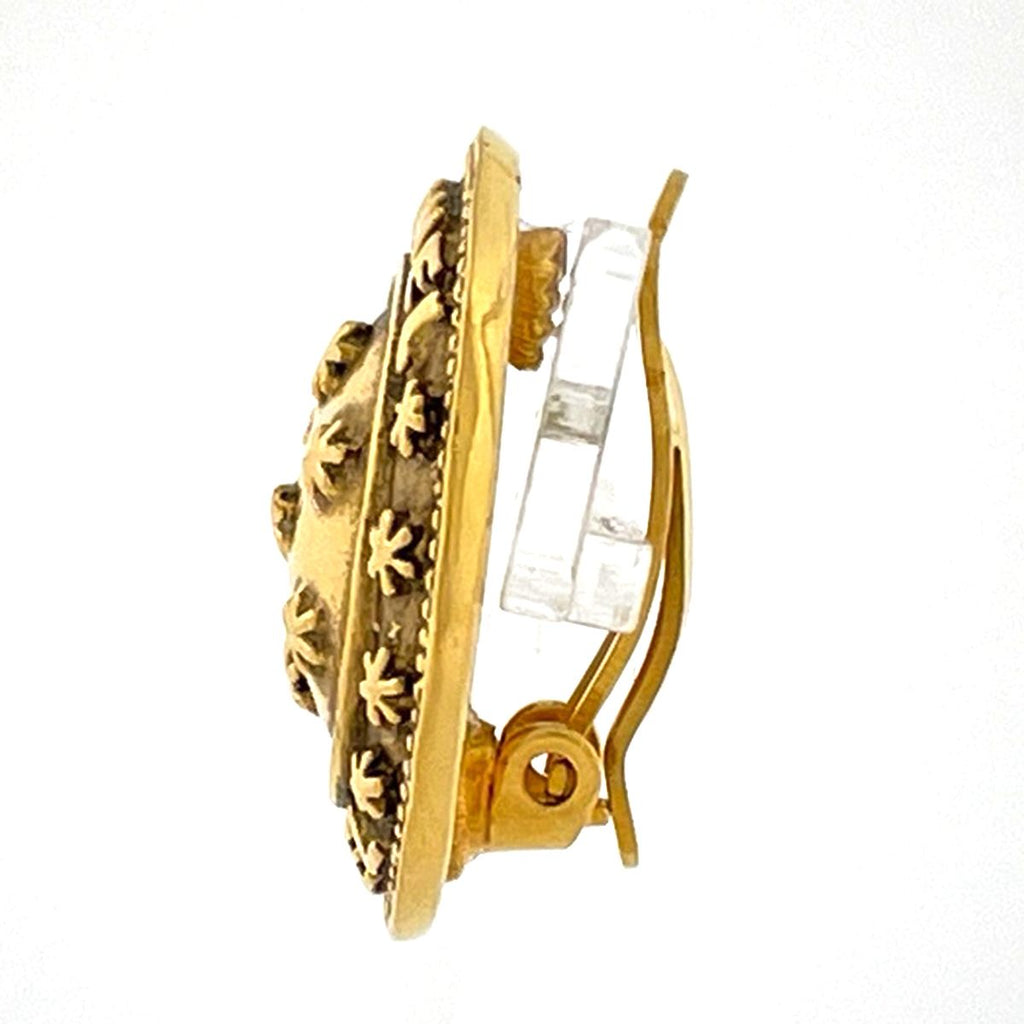 Chanel Earrings Logo Round Gold Plated — view 2