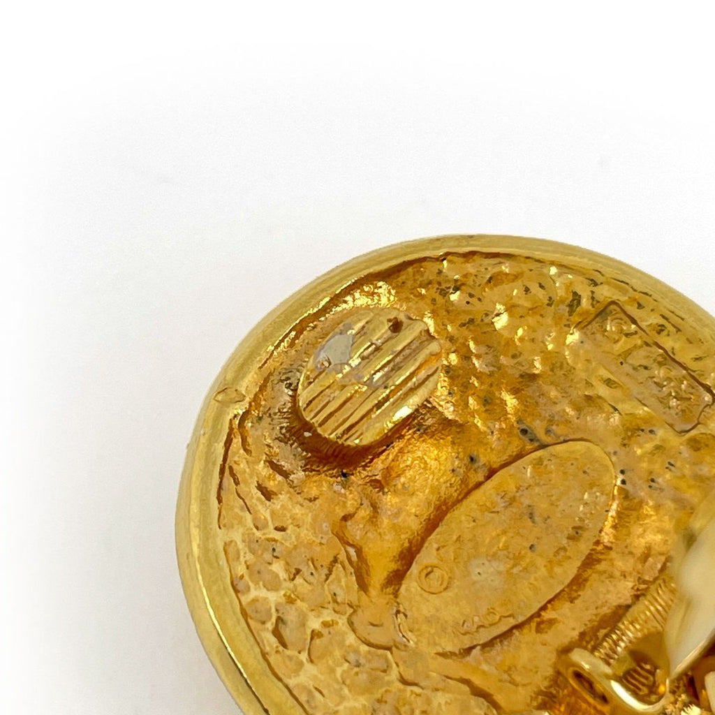 Chanel Earrings Logo Round Gold Plated — view 4
