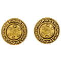 Chanel Earrings Logo Round Gold Plated