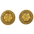 Chanel Earrings Logo Round Gold Plated