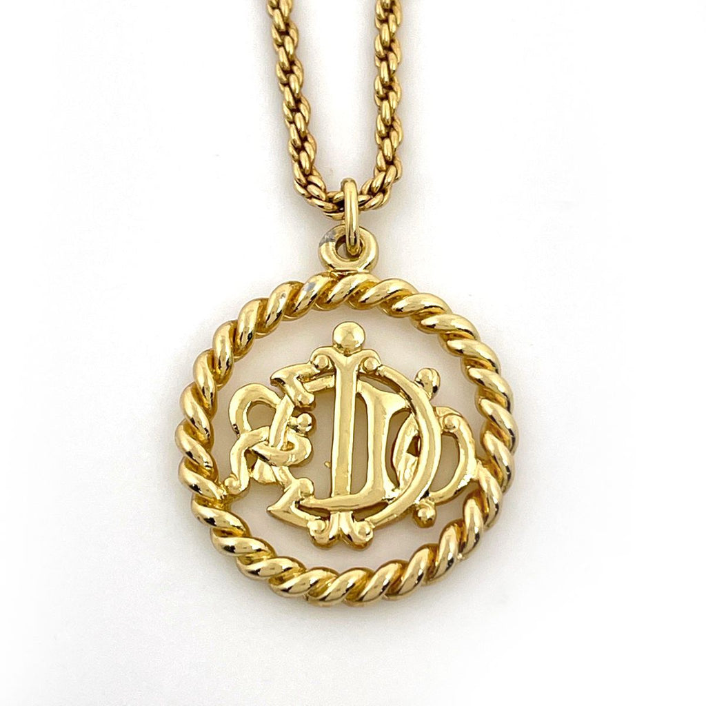 Dior Necklace Logo Round Circle Gold Plated — view 2