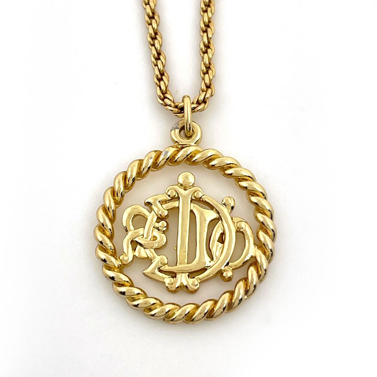 Dior Necklace Logo Round Circle Gold Plated — view 2