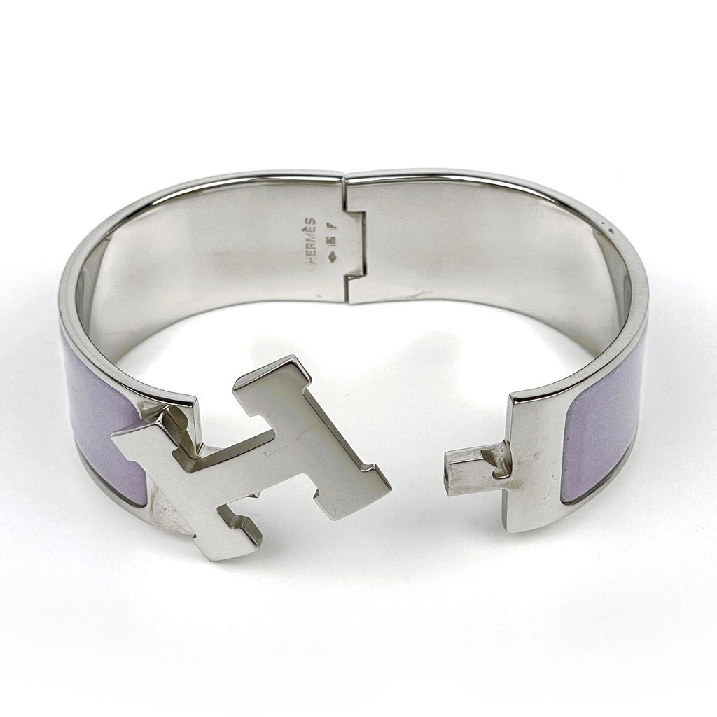 Hermes Clic Clac H Bangle GM Metal Silver Purple Bracelet — view 2