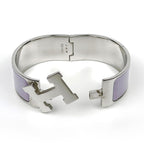 Hermes Clic Clac H Bangle GM Metal Silver Purple Bracelet — view 2