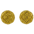 Chanel Earrings CC Logo Quilted Round Gold Plated