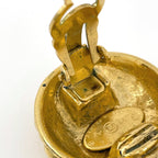 Chanel Earrings CC Logo Quilted Round Gold Plated — view 4