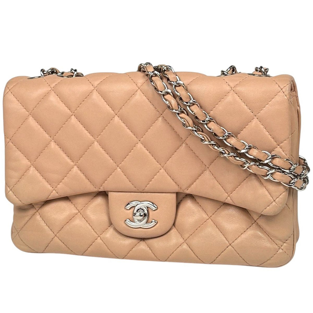 Chanel Shoulder Bag Single Flap Chain Leather Salmon Pink