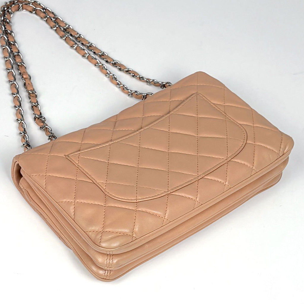 Chanel Shoulder Bag Single Flap Chain Leather Salmon Pink — view 2