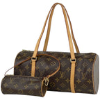 Louis Vuitton Papillon 30 Handbag Barrel Bag Tube Shape Vintage Monogram Brown