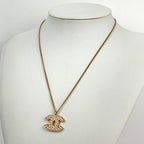 Chanel Necklace CC Logo Rhinestone Gold Pink — view 5
