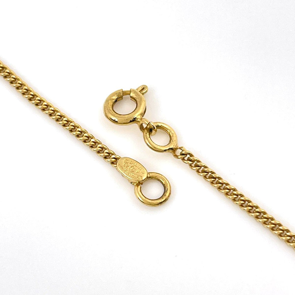 Chanel Necklace CC Logo Rhinestone Gold Pink — view 3