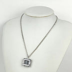 Chanel Necklace CC Logo Square Silver Plated Plastic Black — view 5