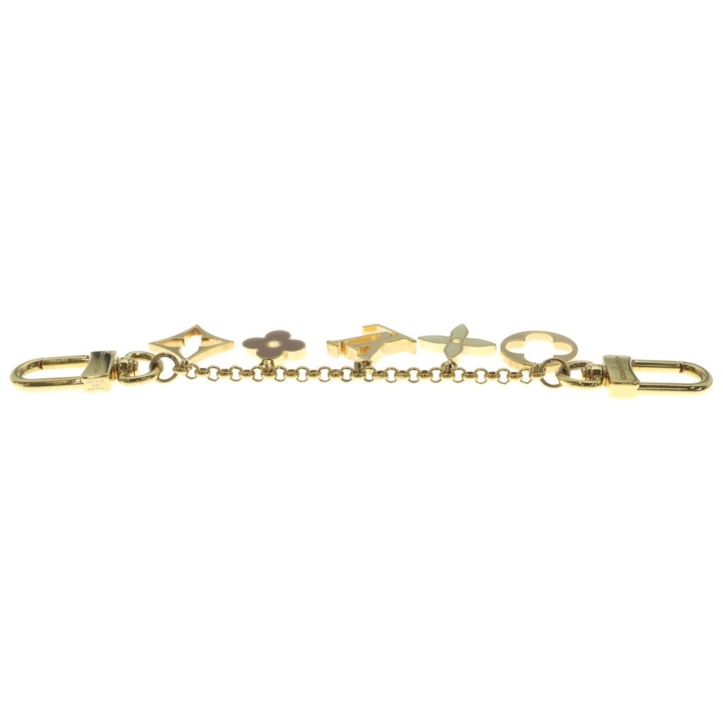 Louis Vuitton Bag Charm Chain Fleur de Monogram Gold Keychain — view 3