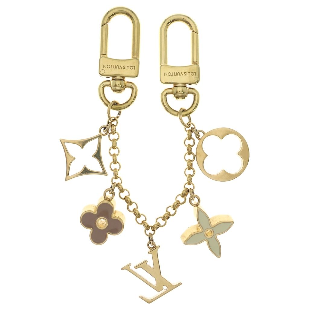 Louis Vuitton Bag Charm Chain Fleur de Monogram Gold Keychain — view 2