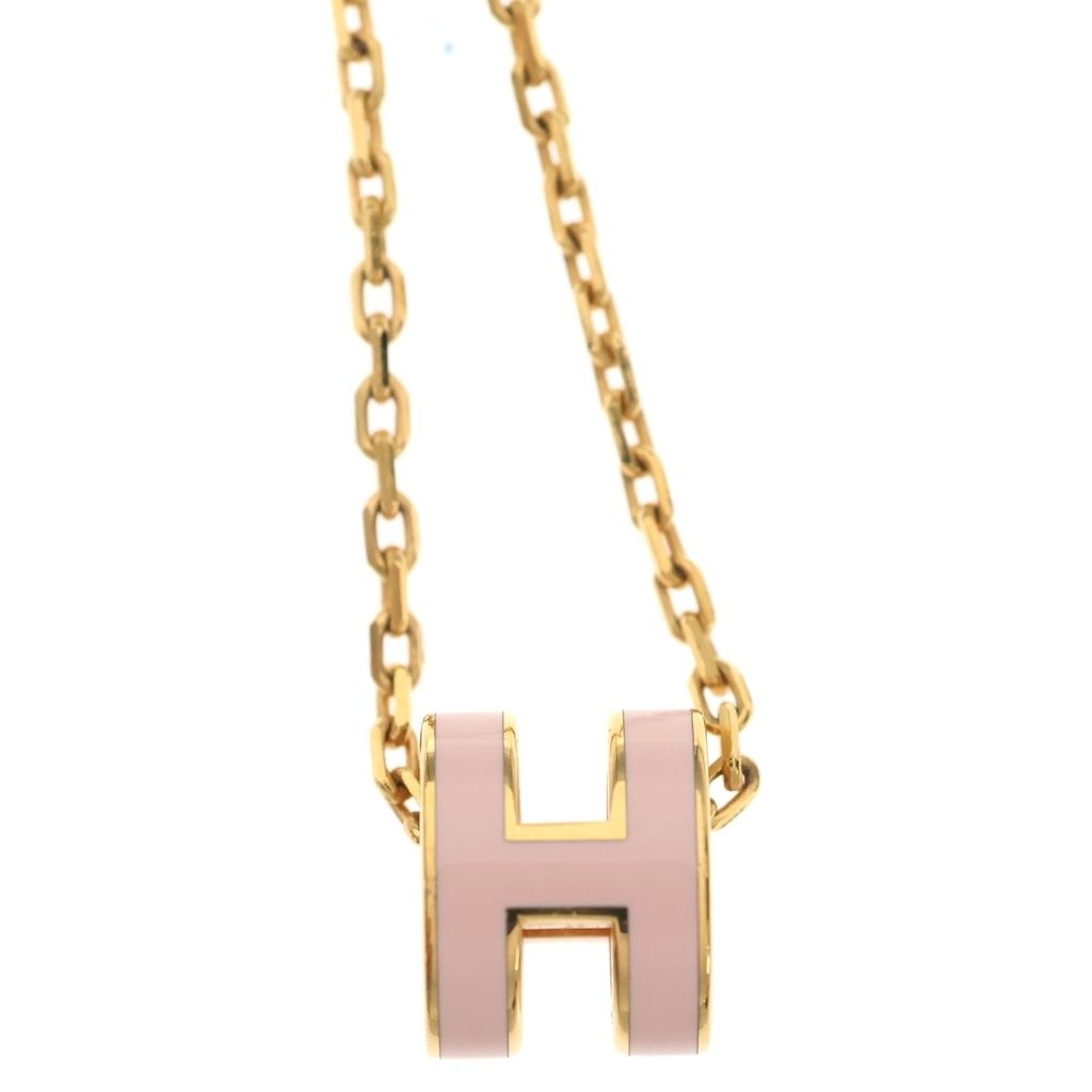 Hermes Pop H Pendant Chain Pink Necklace — view 3