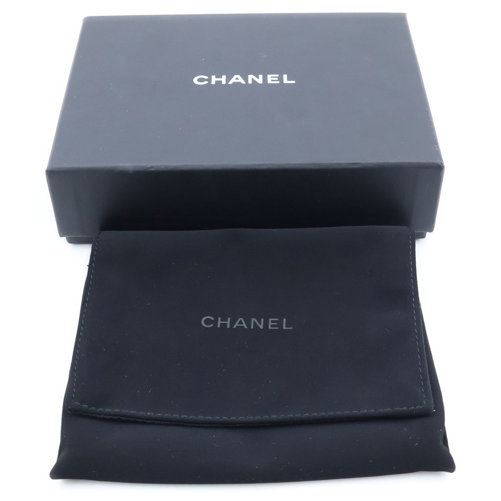 Chanel Quilted Compact Wallet Trifold Coin Purse Black Lambskin Gold — view 6