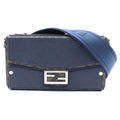 Fendi Baguette Soft Trunk Shoulder Bag Leather Brown Navy