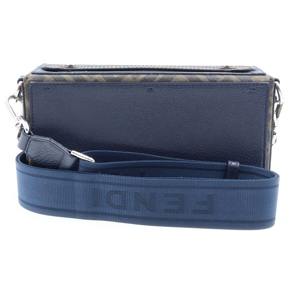 Fendi Baguette Soft Trunk Shoulder Bag Leather Brown Navy — view 2