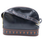 Saint Laurent Cut Out Shoulder Bag Vintage Leather Black