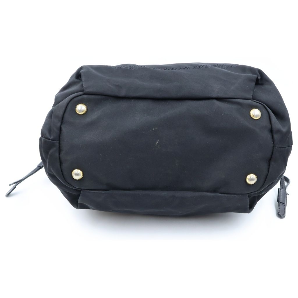 Prada Logo Jaguar Tote Drawstring Nylon Leather Black — view 4