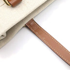 Prada Tote Logo Canvas Leather White Brown — view 6