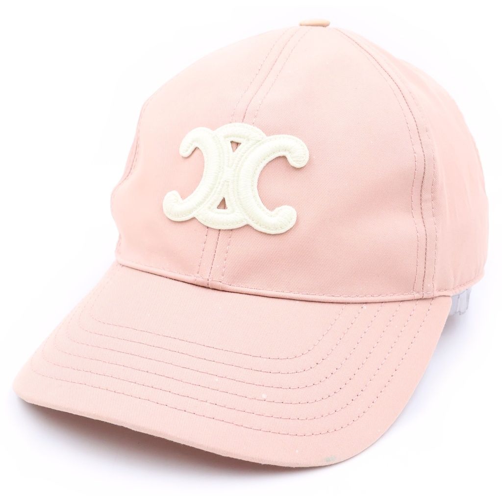 Celine Triomphe Logo Embroidery Cap Pink Hat