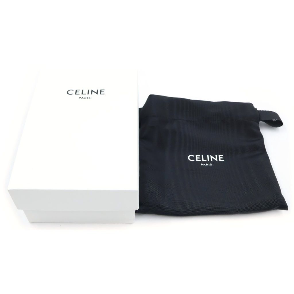 Celine Triomphe Check Trifold Wallet Compact Coin Purse Brown Ivory Leather Gold — view 7