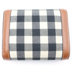 Celine Triomphe Check Trifold Wallet Compact Coin Purse Brown Ivory Leather Gold — view 2