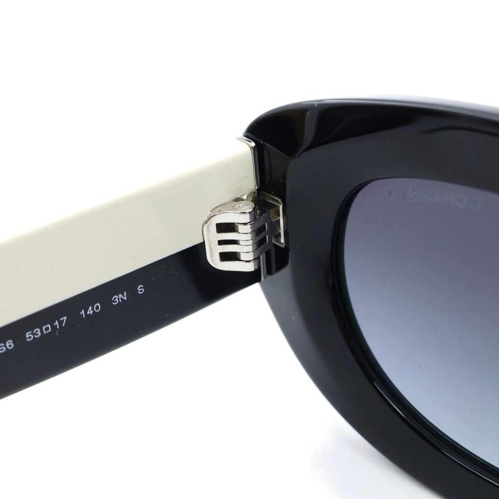 Chanel Oval Shape Sunglasses Eyewear Rhinestone Black Gradient Lens — view 4