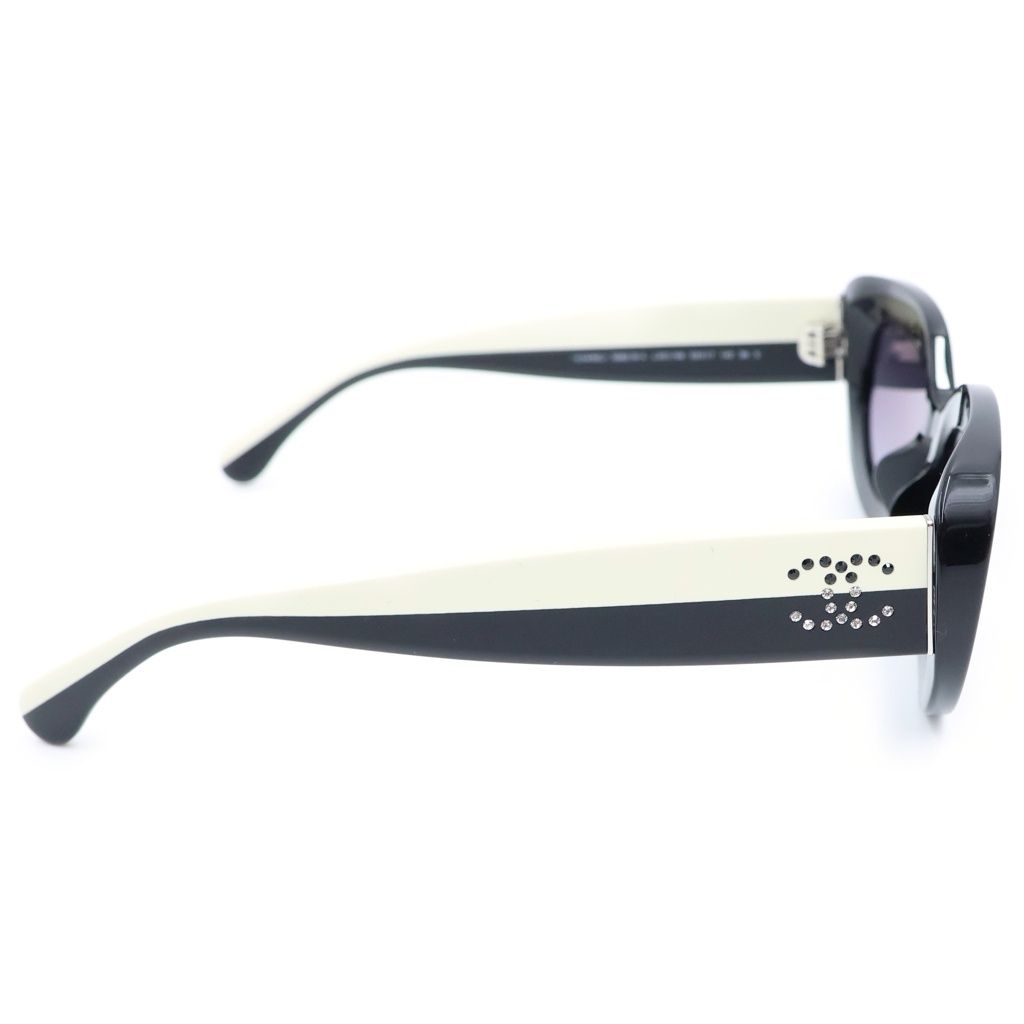 Chanel Oval Shape Sunglasses Eyewear Rhinestone Black Gradient Lens — view 3