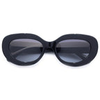 Chanel Oval Shape Sunglasses Eyewear Rhinestone Black Gradient Lens
