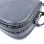 Celine Triomphe Logo Leather Shoulder Bag Black — view 5
