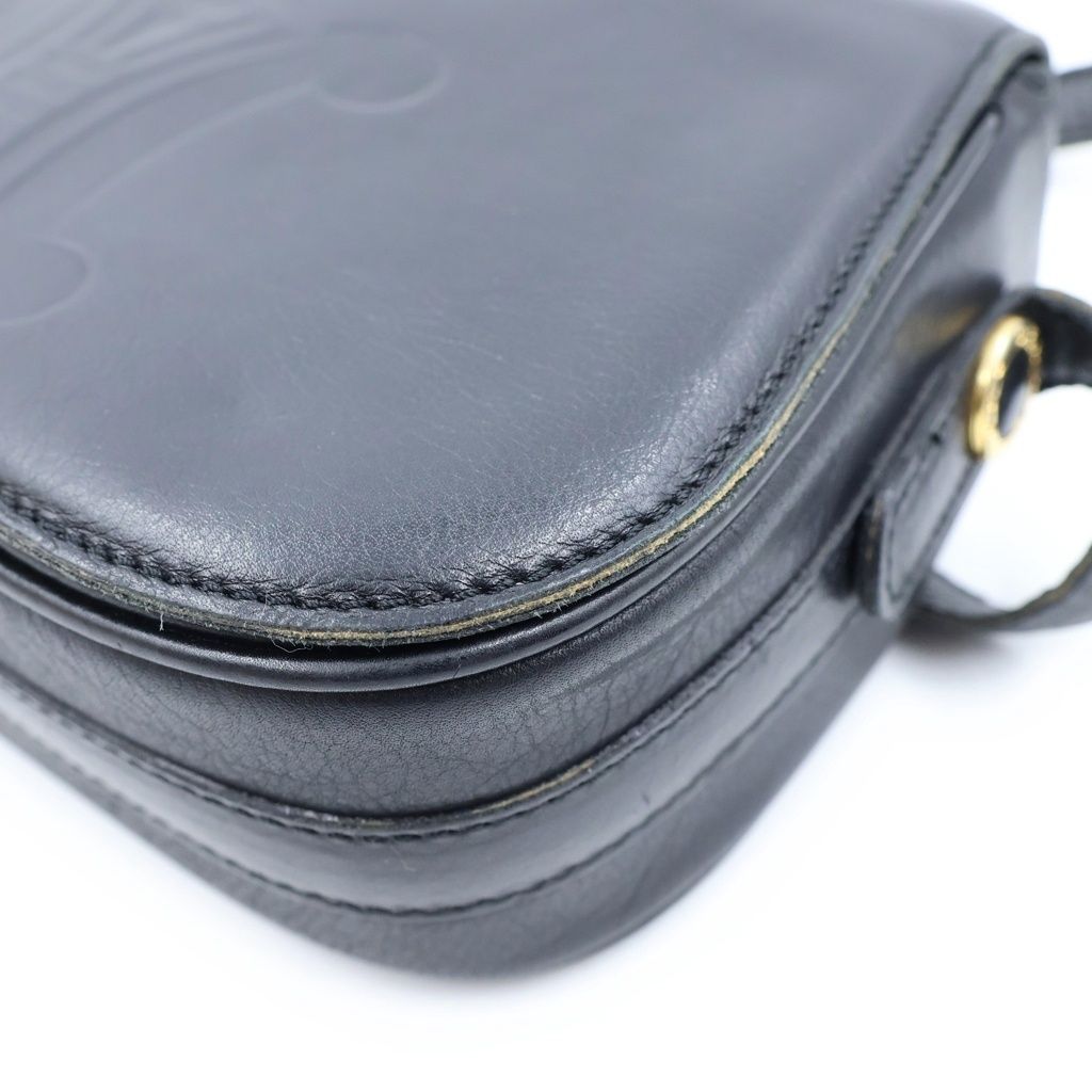 Celine Triomphe Logo Leather Shoulder Bag Black — view 5