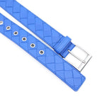 Bottega Veneta Intrecciato Leather Belt Blue Silver — view 4