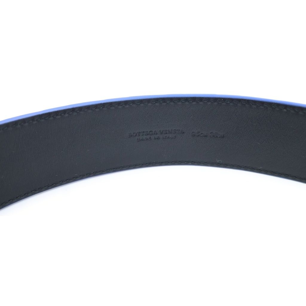 Bottega Veneta Intrecciato Leather Belt Blue Silver — view 5