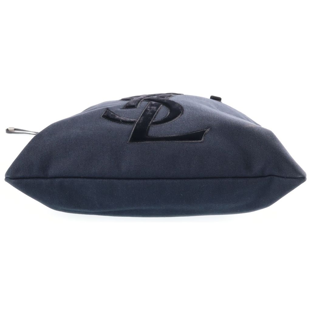 Saint Laurent Kahala Tote Logo Rive Gauche Canvas Leather Navy Black — view 4