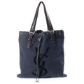 Saint Laurent Kahala Tote Logo Rive Gauche Canvas Leather Navy Black