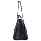 Chanel Deauville GM Tote Black Canvas Leather Silver — view 3